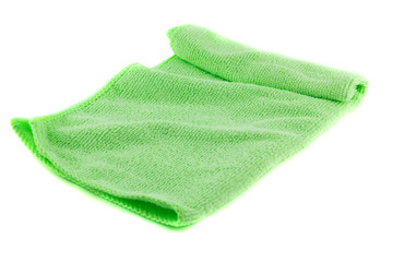 Green towel folded in the shape of a square
