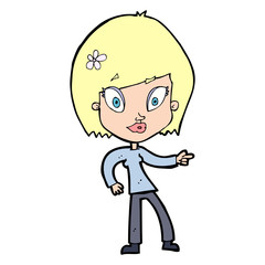 cartoon pretty woman pointing