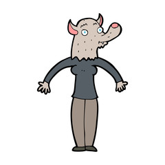 cartoon friendly werewolf woman