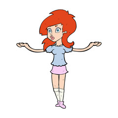 cartoon confused pretty girl