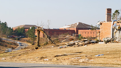 tornado damaged residential neighborhood