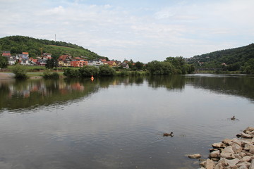 Fototapeta na wymiar Tauber and Main / The confluence of the Tauber in the Main in Wertheim