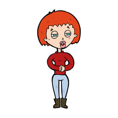 cartoon tired woman