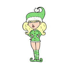 cartoon santa's helper woman