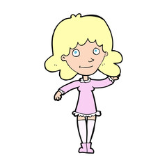 cartoon friendly woman waving