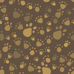 Brown vintage pet legs imprint seamless pattern