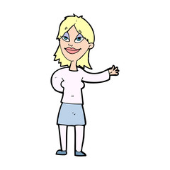 cartoon woman gesturing to show something