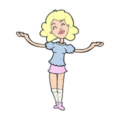 cartoon woman taking praise