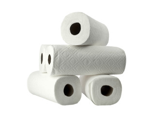 Paper rolls stack isolated on white background