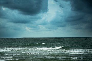 Dark clouds over bay of Biscay.