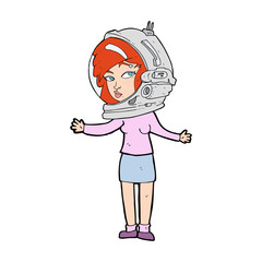 cartoon woman wearing astronaut helmet