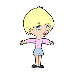 cartoon woman with open arms