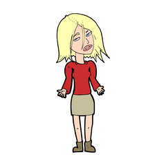 cartoon woman shrugging shoulders