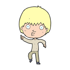 cartoon impressed boy pointing