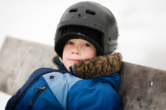 Little Boy Ice Skating Outdoors