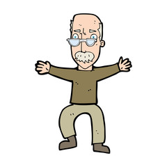 cartoon old man waving arms