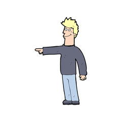 cartoon happy pointing man