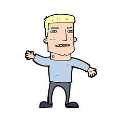 cartoon waving stressed man