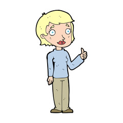 cartoon woman giving thumbs up symbol