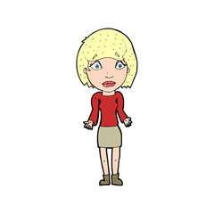 cartoon woman shrugging shoulders