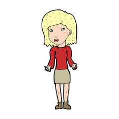 cartoon woman shrugging shoulders