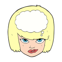 cartoon woman thinking
