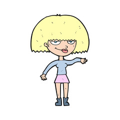 cartoon smug woman making dismissive gesture