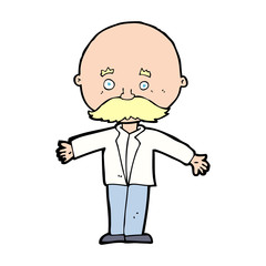cartoon bald man with open arms