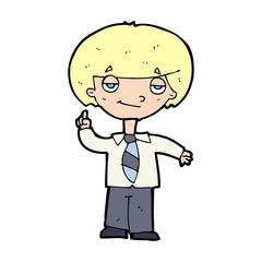 cartoon school boy answering question