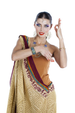 Young pretty woman in indian dress