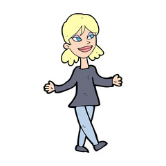 cartoon woman with no worries