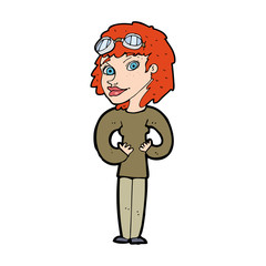 cartoon aviator woman