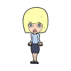 cartoon woman shrugging shoulders