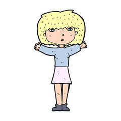 cartoon woman raising arms in air