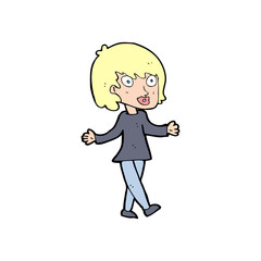 cartoon woman with open arms