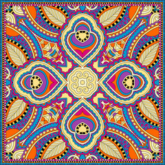  silk neck scarf or kerchief square pattern design in ukrainian 