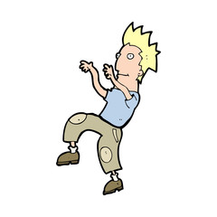 cartoon happy man doing funny dance
