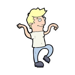 cartoon happy man doing funny dance