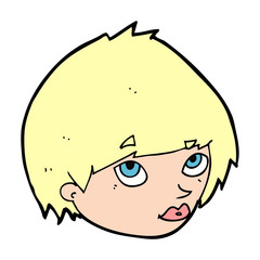 cartoon female face looking up