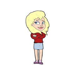cartoon woman with crossed arms