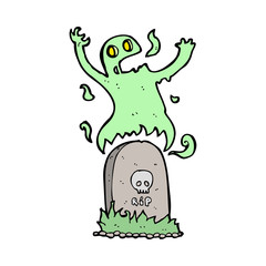 cartoon ghost rising from grave