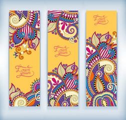 set of decorative flower yellow template banner, card, web desig