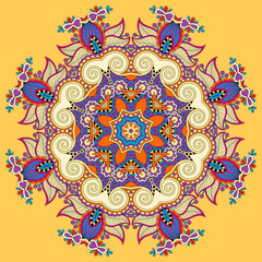 Circle lace ornament, round ornamental geometric doily pattern