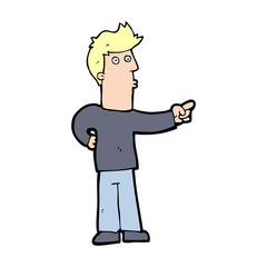 cartoon curious man pointing