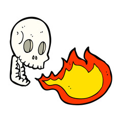 cartoon fire breathing skull