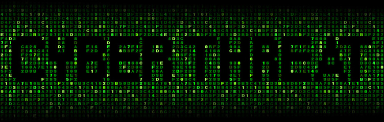 Cyber threat text on hex code illustration