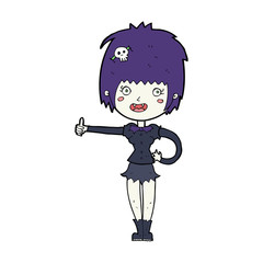 cartoon vampire girl giving thumbs up sign