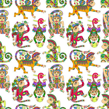 seamless pattern with decorative monkey animal