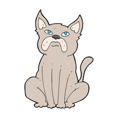 cartoon grumpy little dog
