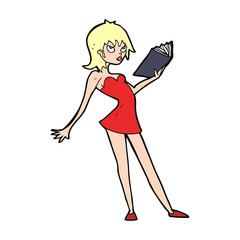 cartoon woman reading book